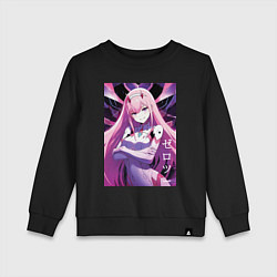 Свитшот хлопковый детский Zero two Darling in the Franxx - ai art, цвет: черный
