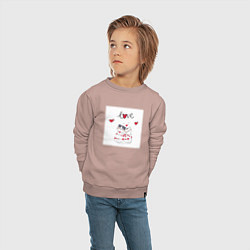 Свитшот хлопковый детский Любовная романтика, цвет: пыльно-розовый — фото 2