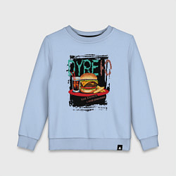 Свитшот хлопковый детский Дурею от бургера как карась от прикормки, цвет: мягкое небо