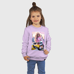 Свитшот хлопковый детский Barbie racing - Kawasaki Ninja, цвет: лаванда — фото 2