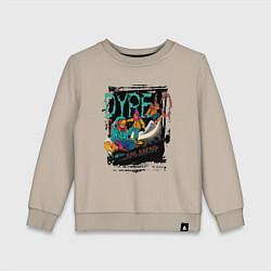 Свитшот хлопковый детский Дурею от сноуборда, как карась от прикормки, цвет: миндальный