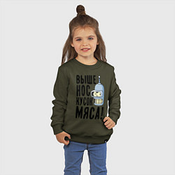 Свитшот хлопковый детский Выше нос кусок мяса, цвет: хаки — фото 2