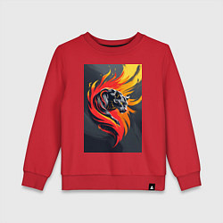 Свитшот хлопковый детский Пантера в огненном вихре, цвет: красный