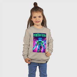 Свитшот хлопковый детский Minecraft 2099 - neon glow fantasy, цвет: миндальный — фото 2