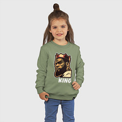 Свитшот хлопковый детский Король Леброн Джеймс, цвет: авокадо — фото 2