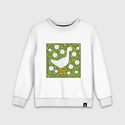 Свитшот хлопковый детский Гусь в ромашках, цвет: белый
