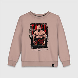 Свитшот хлопковый детский Майк Тайсон мировой бокс, цвет: пыльно-розовый