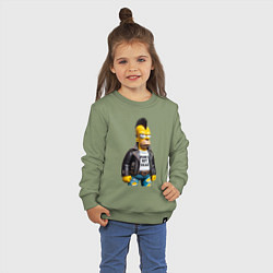 Свитшот хлопковый детский The harsh Homer Simpson - punks not dead, цвет: авокадо — фото 2