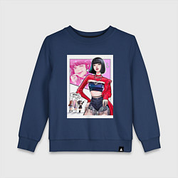 Свитшот хлопковый детский Blackpink - Lisa, цвет: тёмно-синий