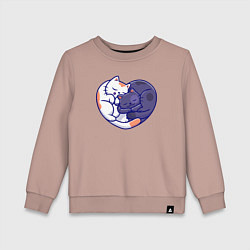 Свитшот хлопковый детский Сердечные котики, цвет: пыльно-розовый