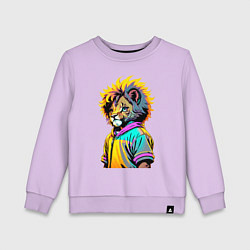 Свитшот хлопковый детский Прикольный львёнок - поп-арт, цвет: лаванда