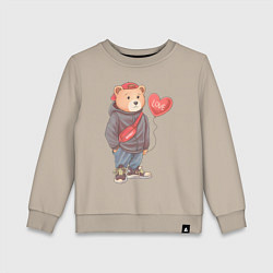 Свитшот хлопковый детский Влюбленный мишка, цвет: миндальный