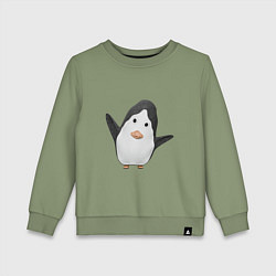 Свитшот хлопковый детский Cartoon penguin, цвет: авокадо