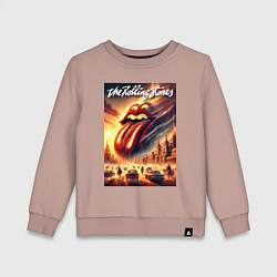 Свитшот хлопковый детский Logo of the Rollings Stones, цвет: пыльно-розовый