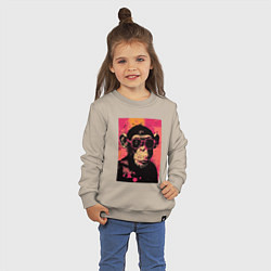 Свитшот хлопковый детский Крутая обезьянка, цвет: миндальный — фото 2