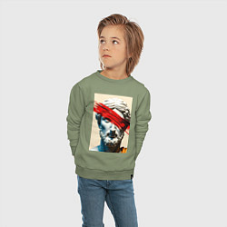 Свитшот хлопковый детский Штрих на античной статуе, цвет: авокадо — фото 2