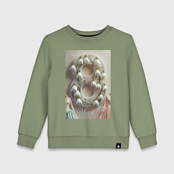 Свитшот хлопковый детский Ландыши девушкам на 8 марта, цвет: авокадо