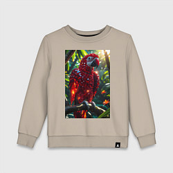 Свитшот хлопковый детский Попугай из драгоценных камней, цвет: миндальный