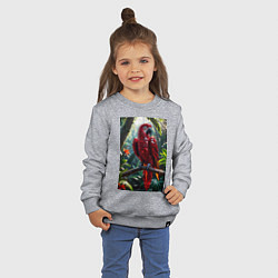 Свитшот хлопковый детский Попугай из драгоценных камней, цвет: меланж — фото 2