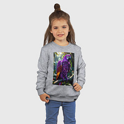 Свитшот хлопковый детский Попугай из драгоценных камней, цвет: меланж — фото 2