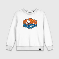 Свитшот хлопковый детский Кораблик в океане, цвет: белый