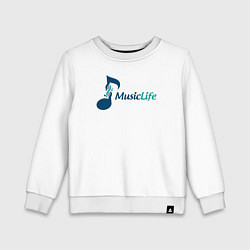Свитшот хлопковый детский Music life, цвет: белый