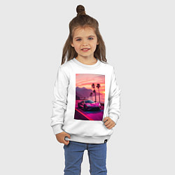 Свитшот хлопковый детский Суперкар едет около океана, цвет: белый — фото 2
