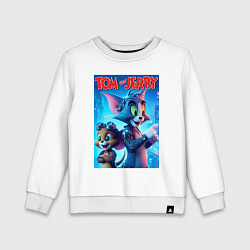 Свитшот хлопковый детский Том и Джерри - киберпанк фантазия, цвет: белый