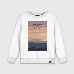 Свитшот хлопковый детский Favorite city с городским пейзажем, цвет: белый