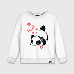 Свитшот хлопковый детский Цветочная панда, цвет: белый