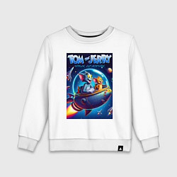 Свитшот хлопковый детский Tom and Jerry - space adventure, цвет: белый