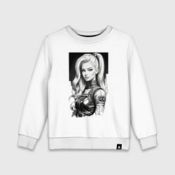 Свитшот хлопковый детский Barbie - sketch ai art cyberpunk, цвет: белый