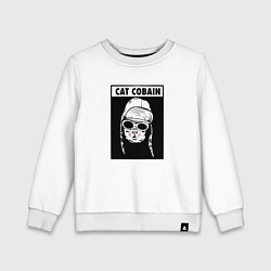 Свитшот хлопковый детский Cat Cobain, цвет: белый