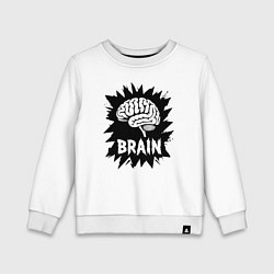 Свитшот хлопковый детский Мозг в черном, цвет: белый