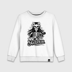 Свитшот хлопковый детский Скелет хиппи, цвет: белый