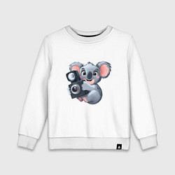 Свитшот хлопковый детский Коала фотограф, цвет: белый