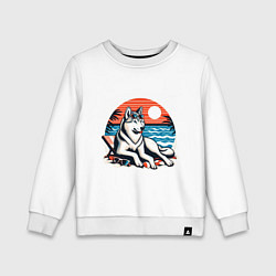 Детский свитшот Хаски отдыхает на пляже