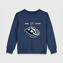 Свитшот хлопковый детский Юта Маммот логотип команды, цвет: тёмно-синий