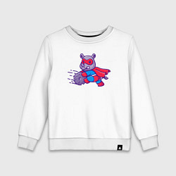 Свитшот хлопковый детский Супергерой носорог, цвет: белый