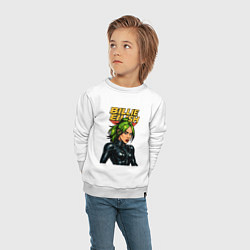 Свитшот хлопковый детский Билли Айлиш в стиле комикса, цвет: белый — фото 2