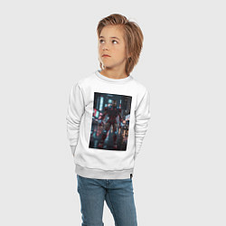 Свитшот хлопковый детский Железный человек посреди ночного города, цвет: белый — фото 2