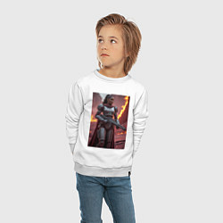 Свитшот хлопковый детский Девушка-Мандалорец в броне, цвет: белый — фото 2