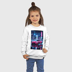 Свитшот хлопковый детский Вишневый спорткар по мокрой дороге, цвет: белый — фото 2