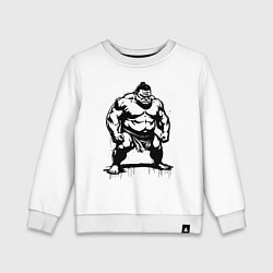 Свитшот хлопковый детский Грозный сумоист, цвет: белый