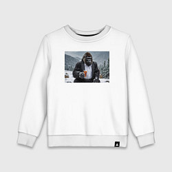 Детский свитшот Горилла в костюме: зимний релакс