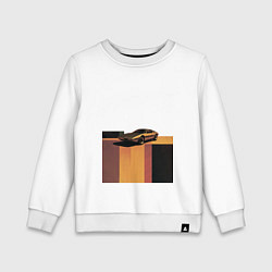 Свитшот хлопковый детский Ретрофутуризм спорткар поп-арт 1970-е, цвет: белый