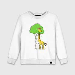 Свитшот хлопковый детский Жирафик и дерево, цвет: белый