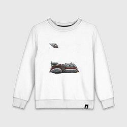Свитшот хлопковый детский Летающая пожарная машина ретрофутуризм, цвет: белый