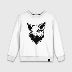 Свитшот хлопковый детский Свиная голова, цвет: белый
