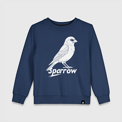 Детский свитшот Воробей белый логотип